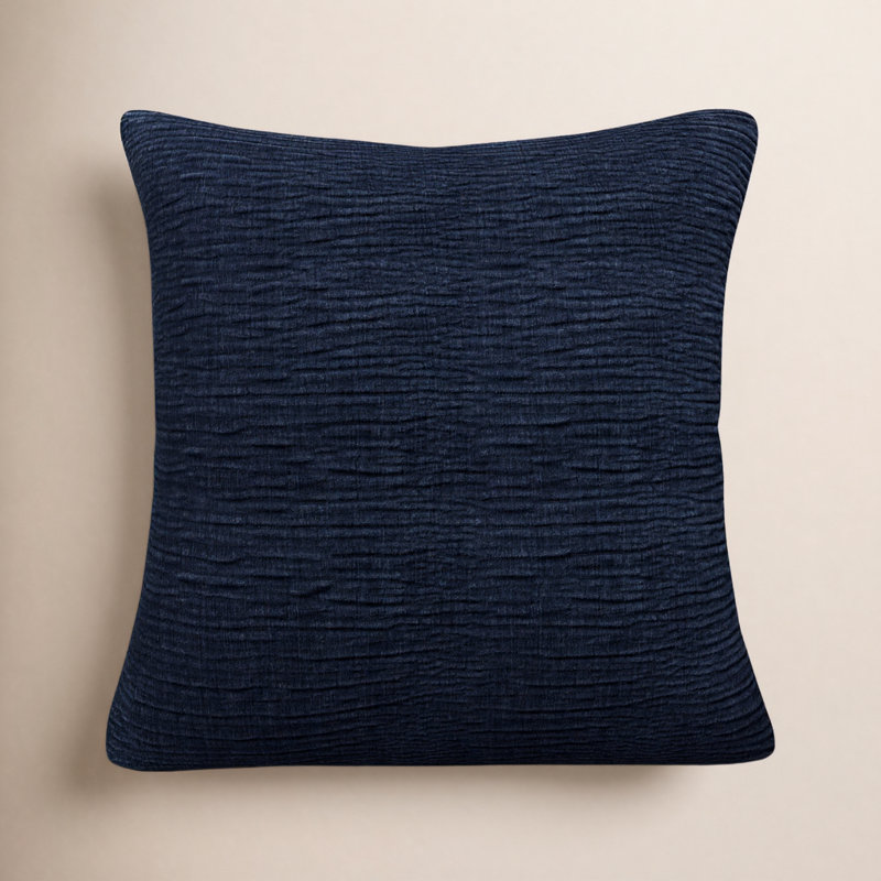 Housse de coussin rectangulaire Edan, Duvet, Bleu marine, 22 po x 22 po