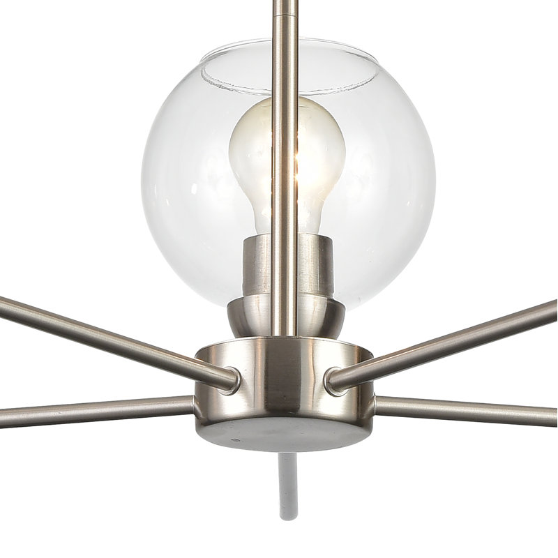 Lustre à 5 lumières de 28 po de largeur Clarington - nickel brossé, 5 lumières, H 14,25 po x l 28 po x P 28 po