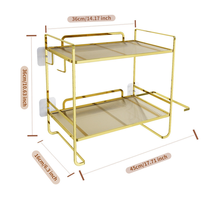 Metal Bathroom Shelves, Gold