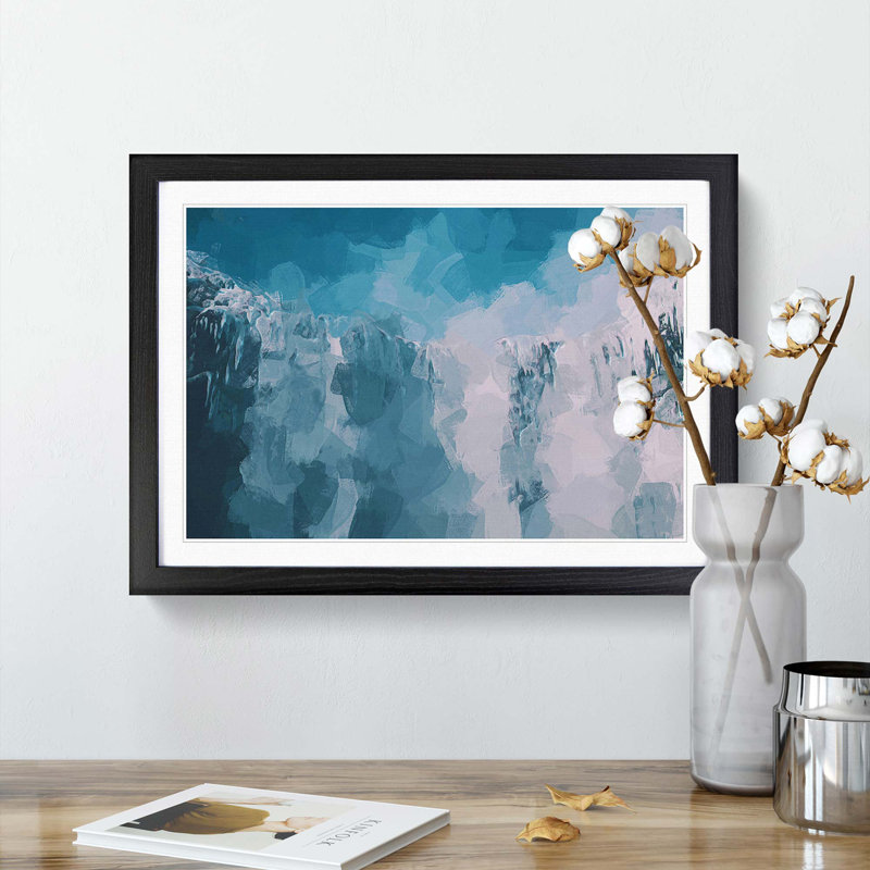 Above a Waterfall in Abstract - Picture Frame Graphic Art Print, 48cm H x 65cm W x 2cm D, Black Framed