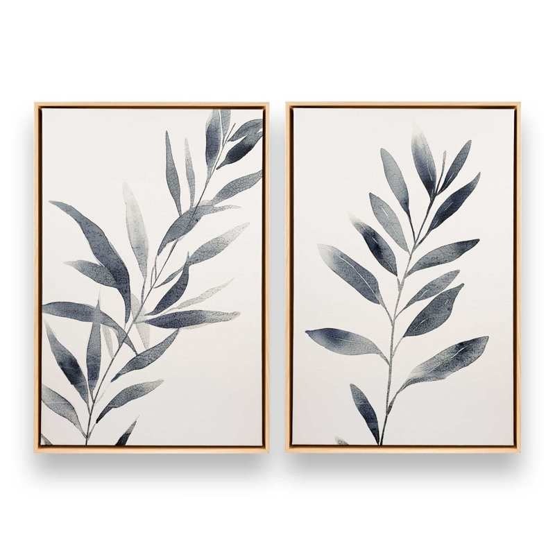 2 - Pièces sur toile, Bleu, Érable américain encadré, H 14 po x l 10 po