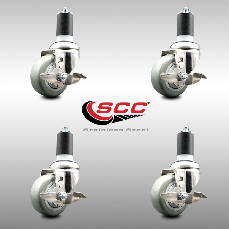 Poly Swivel Expanding Stem Caster Set Brake