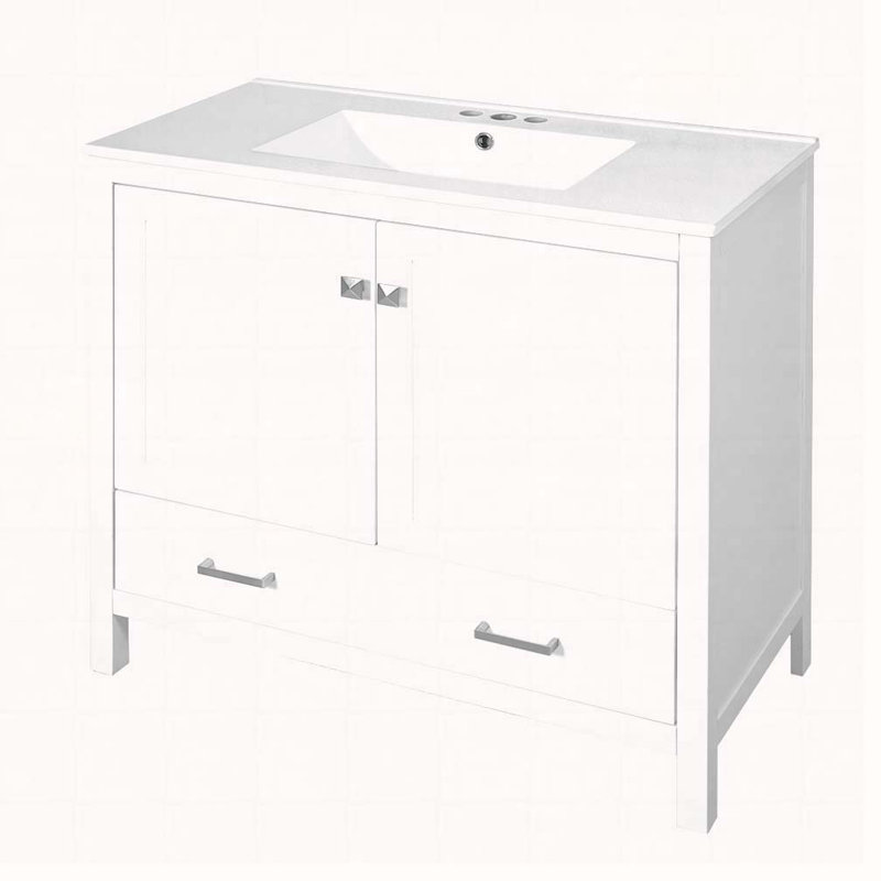 Meuble-lavabo 36 po avec lavabo en céramique, Blanc