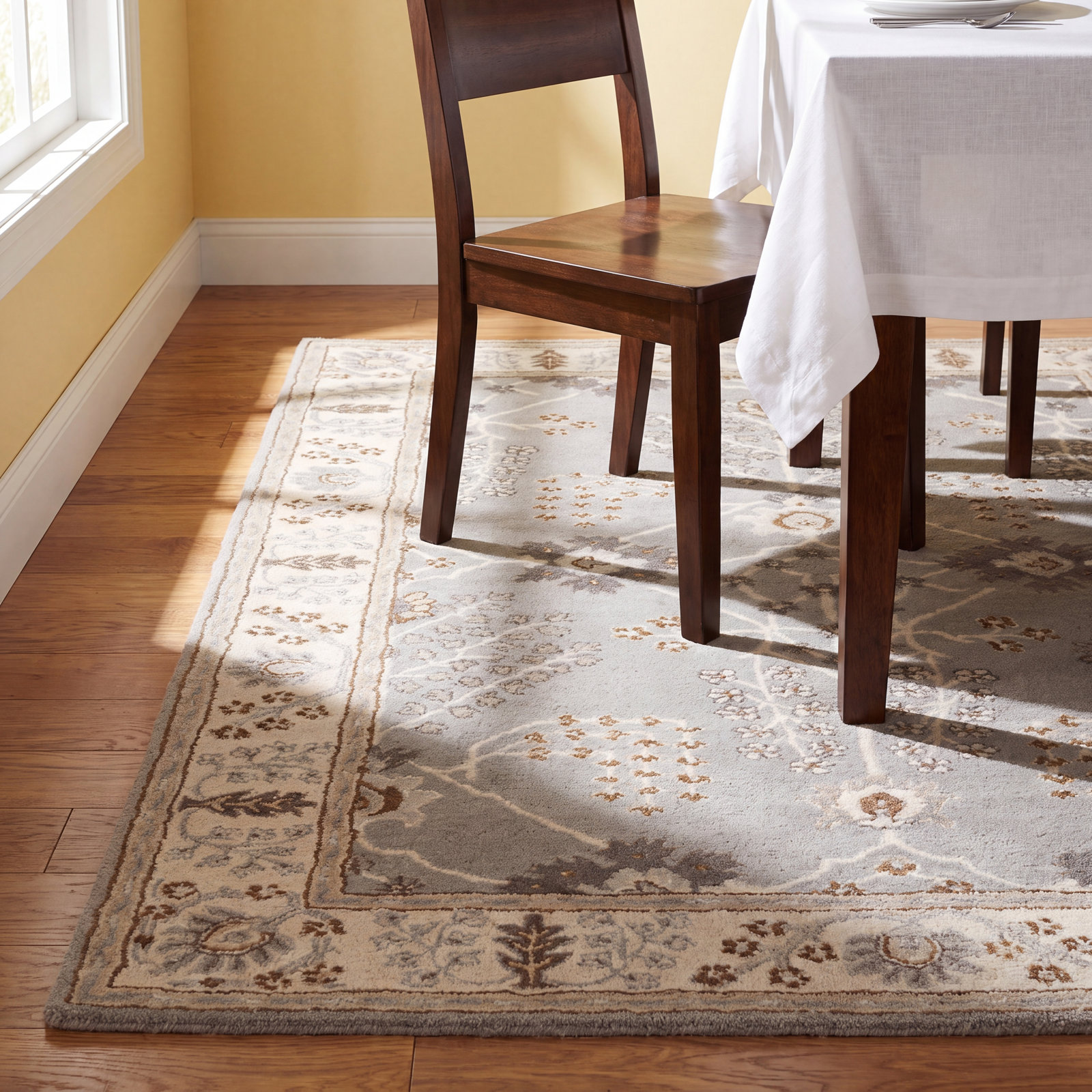 Crestfield Gray Beige Hand-Tufted Wool Rug, Rectangle 9' x 12'