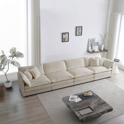 Canapé modulaire Free Free, canapé modulaire 4 places en tissu chenille confortable, canapé modulaire, chenille beige
