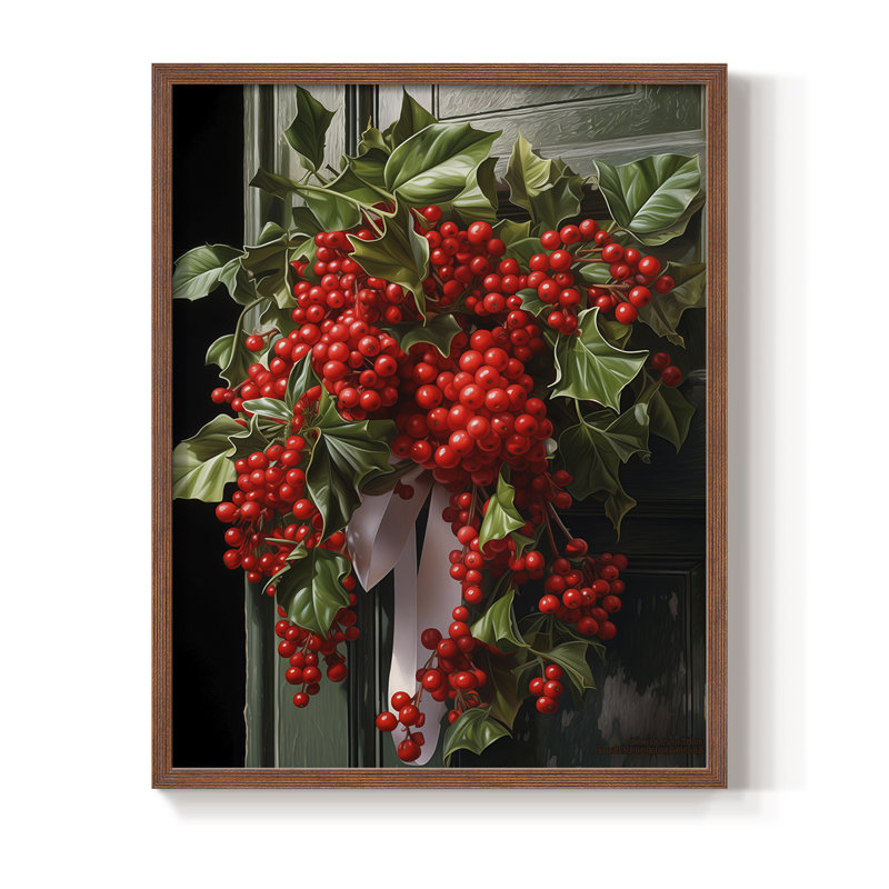 «Christmas Holiday Art DCLXV», reproduction d'art encadrée - bois massif, H 30 po x l 24 po, Noyer