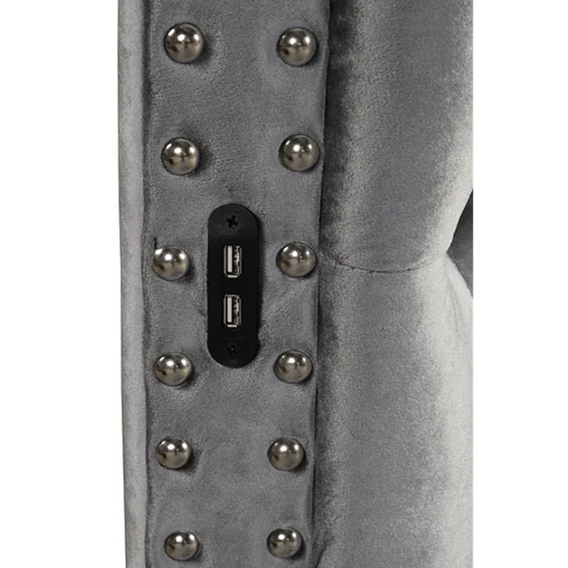 Plateforme de lit Luxor USB, gris, Grand