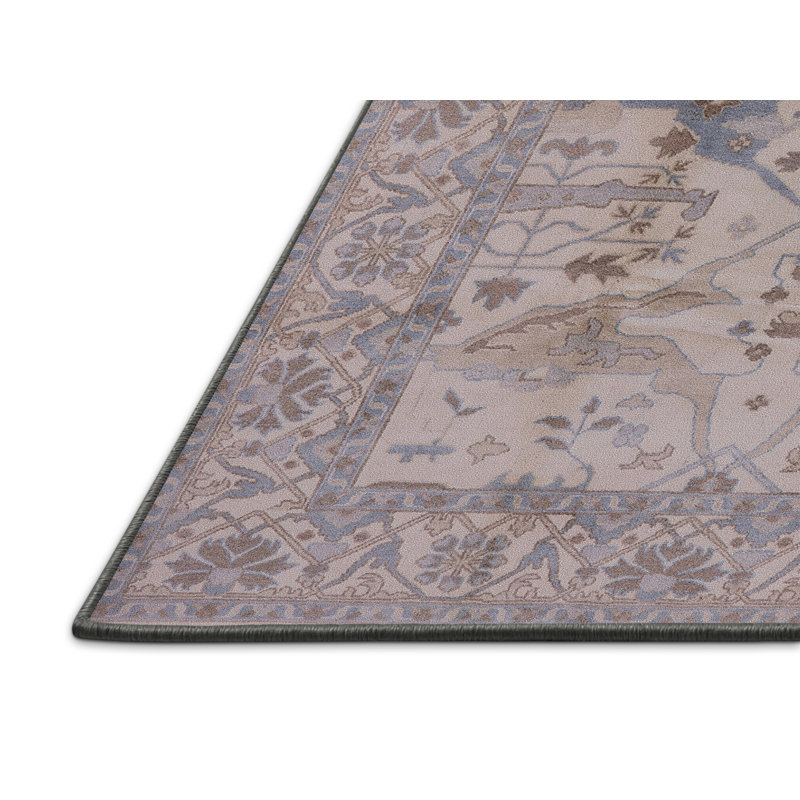 Tapis oriental bleu marine / beige, Tapis de couloir 2 pi x 5 pi