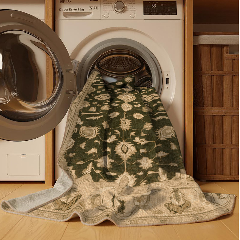 Machine Washable Overdyed Beige Area Rug, Rectangle 2' x 3'