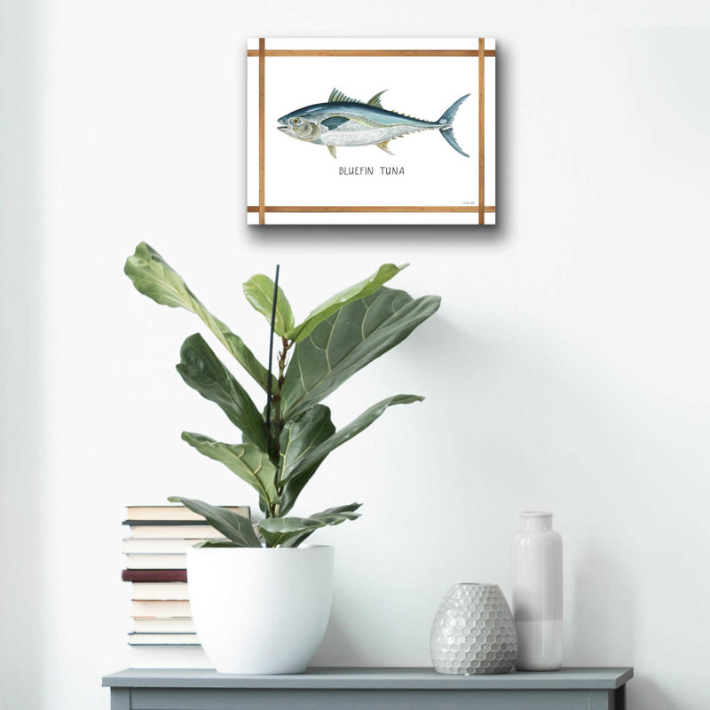 'Bluefin Tuna on White' by Cindy Jacobs, Acrylic Glass Wall Art, 12" H x 16" W x 0.13" D