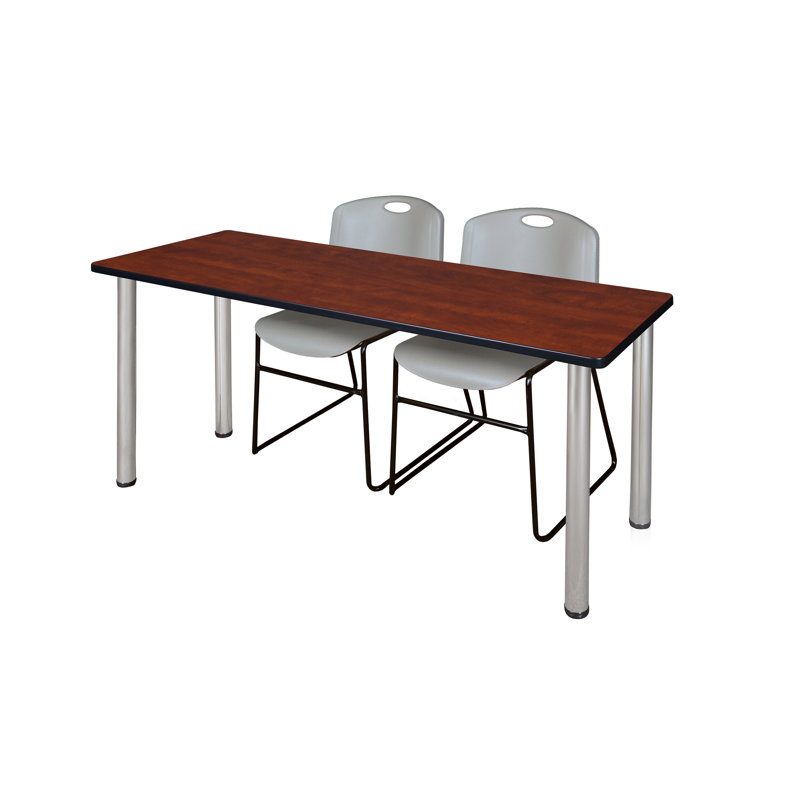Plateau de table d'entraînement Nirvano Kee et 2 chaises Zeng, Cerisier, Chrome, Gris