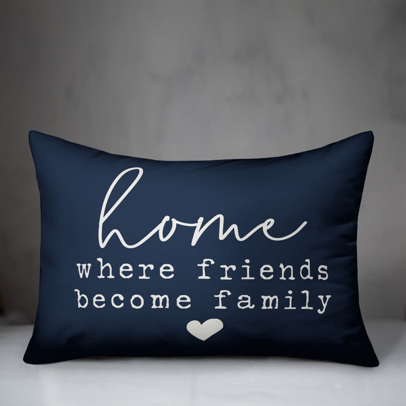 Textual Outdoor Throw Pillow, Navy