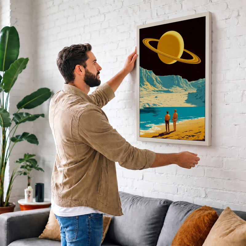 Alien World Wonder Fantasy & Sci-Fi - Wrapped Canvas, 36x24 - 91.4 x 61.0 cm, Sage Border