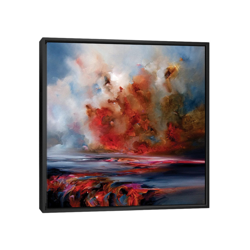 Peinture à la chaleur sur toile tendue, H 18 po x l 18 po x P 1,5 po, Toile avec cadre noir, Pas de tapis