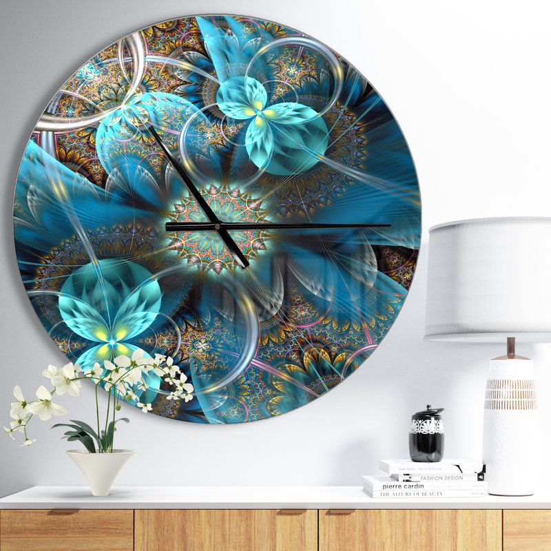 Horloge florale en métal Fractal, Moyen