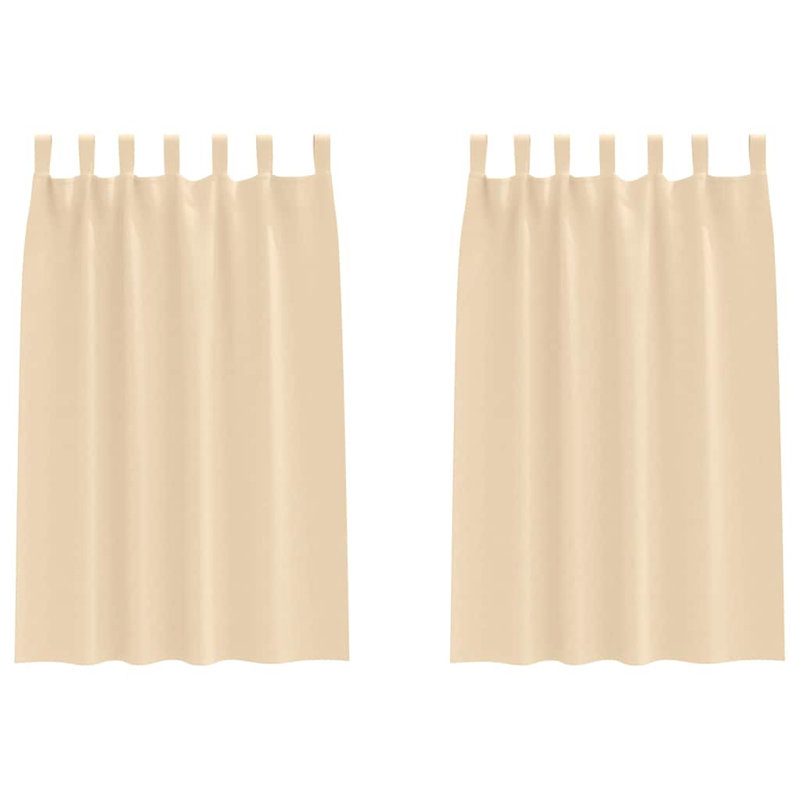 Curtains With Curtains 2 Pcs Polyester, 175cm Width x 140cm Drop, Cream