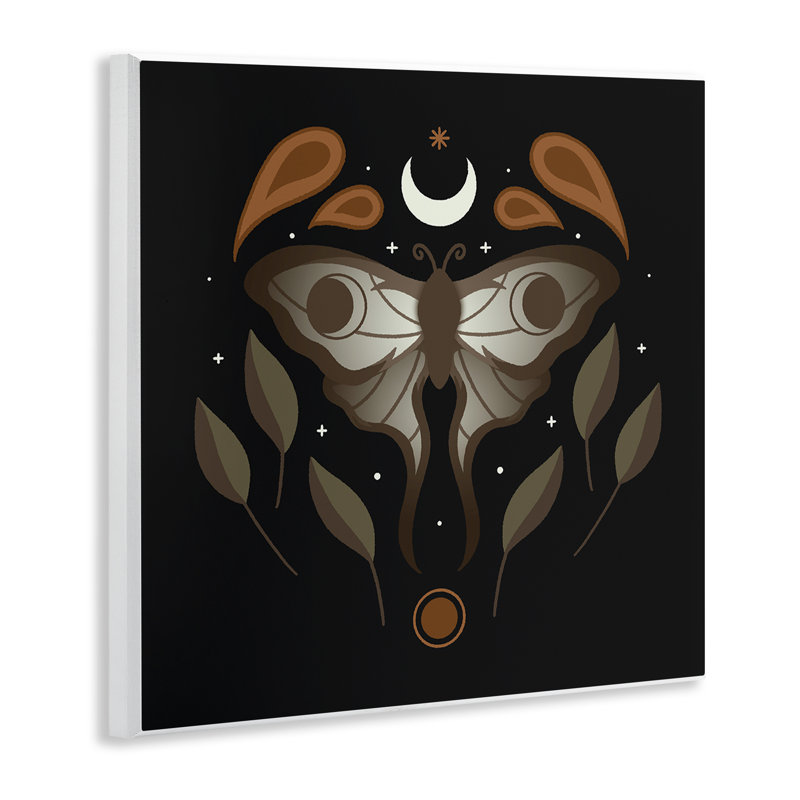 Celestial Moth & Leaf Sprigs Wall Plaque Art by Ahmed Sameh Hussein