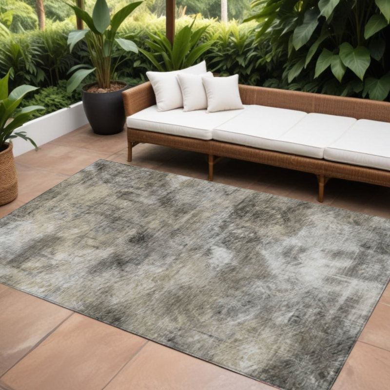 Tapis intérieur lavable abstrait taupe et gris 9 'X 12'