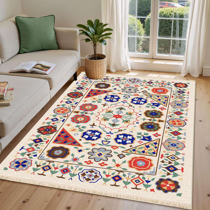 Mexican Fiesta Floral Geometric Area Rug