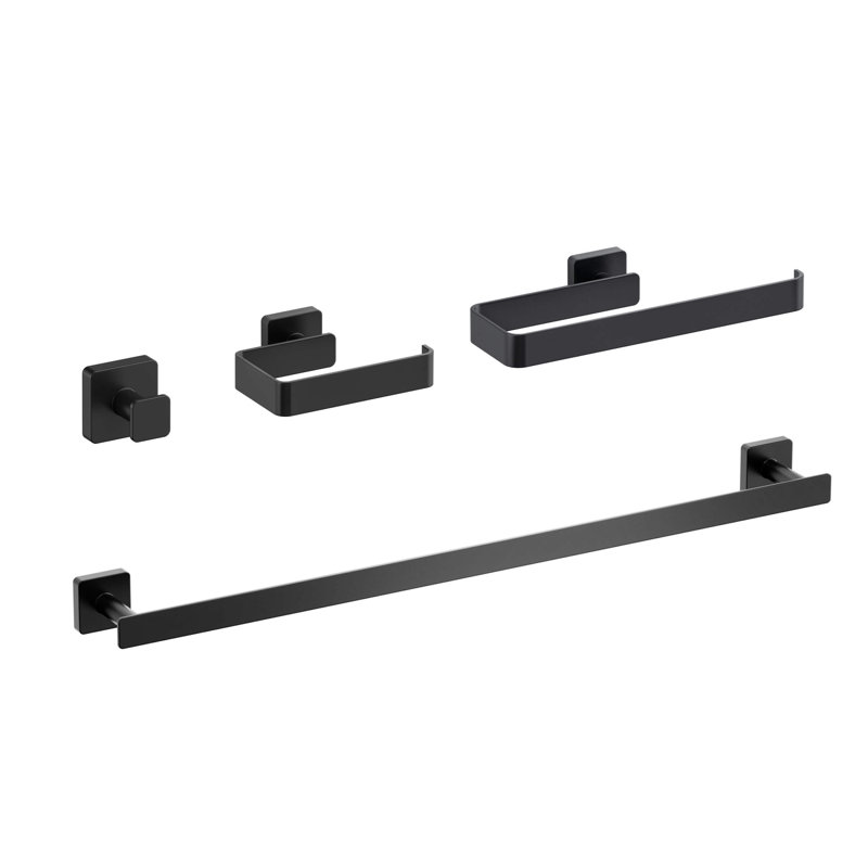 Blaze 4 - Piece Bathroom Hardware Set, Matte Black