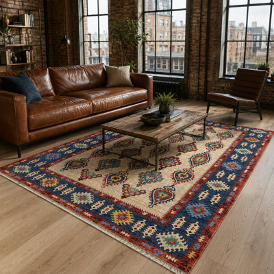 Oriental Cotton and Chenille Flatweave Area Rug