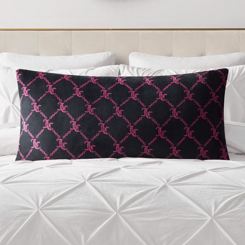 Juicy Couture Lattice Print Plush Body Pillow, Black Lockup Lattice
