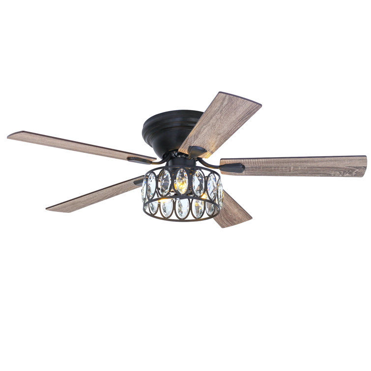 Ferster 52'' 5-Blade Flush Crystal Ceiling Fan with Light Kit and Remote Control Included