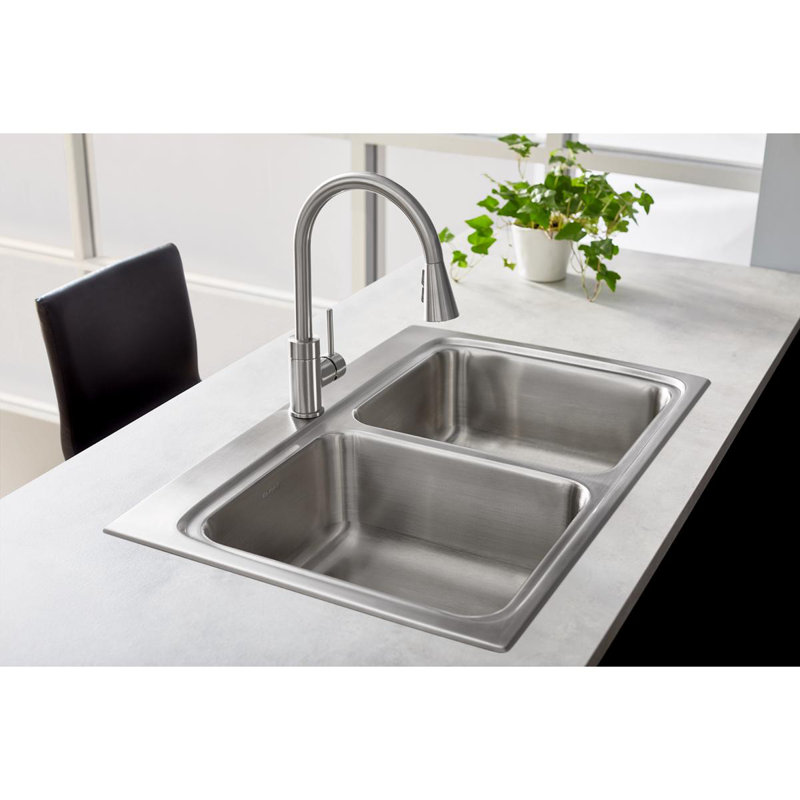 Avado Pull Down Single Handle Kitchen Faucet with Accessories, Lustrous Steel