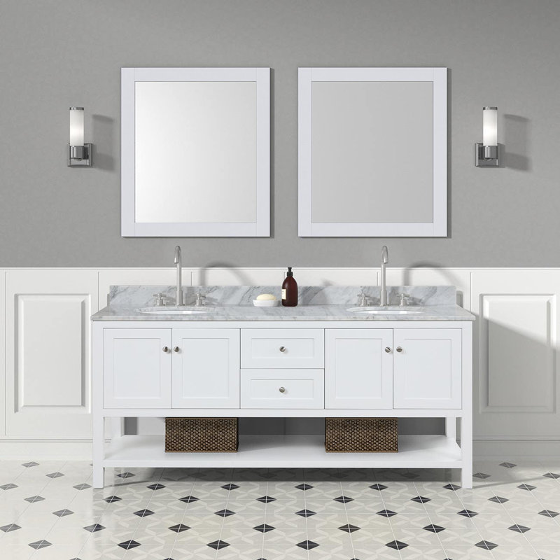 Ensemble de meuble-lavabo double 72 "Bristol, Blanc