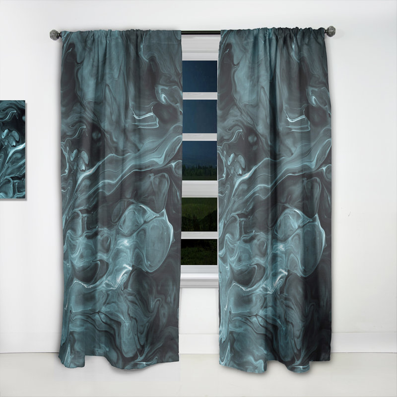 Turquoise Creative Abstract Dark I - Rideau abstrait - Velours obscurcissant - 1 panneau, L 52 po x L 120 po