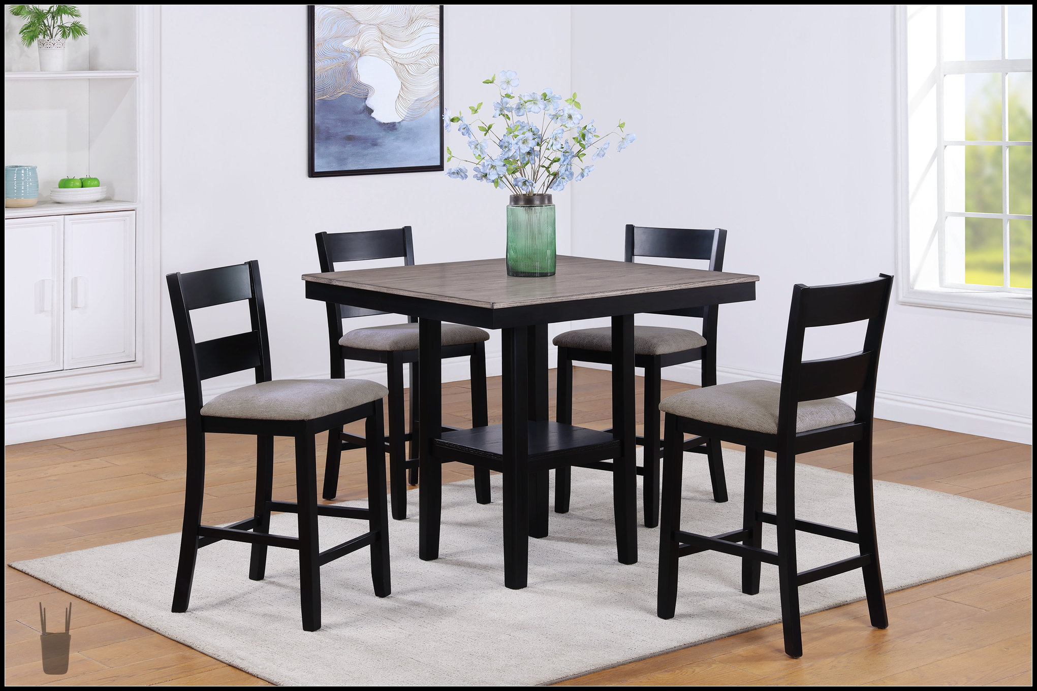 Ophelia & Co. Rustic Farmhouse 5-Pc Counter Height Dining Set With ...