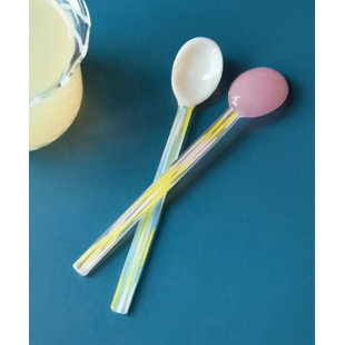 Hay Glass Spoons Flat - Set Of 2, Light Pink/white (Set of 17)