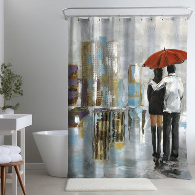 Shower Curtain CI14 – Polyester Shower Curtain, Dye Sublimation Print, 71" W × 74" L