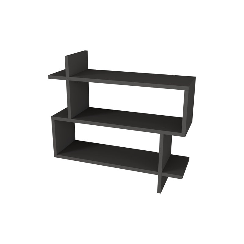 Argonaut Modern Wall-Mounted 2-Tier Floating Bookshelf, Anthracite