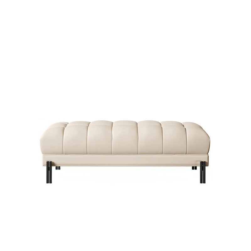 Banc rembourré en cuir de vache, H 16,14 po x l 55,11 po x P 18,89 po
