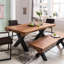 Maloof Acacia Solid Wood Top Metal Base Dining Table-26344111