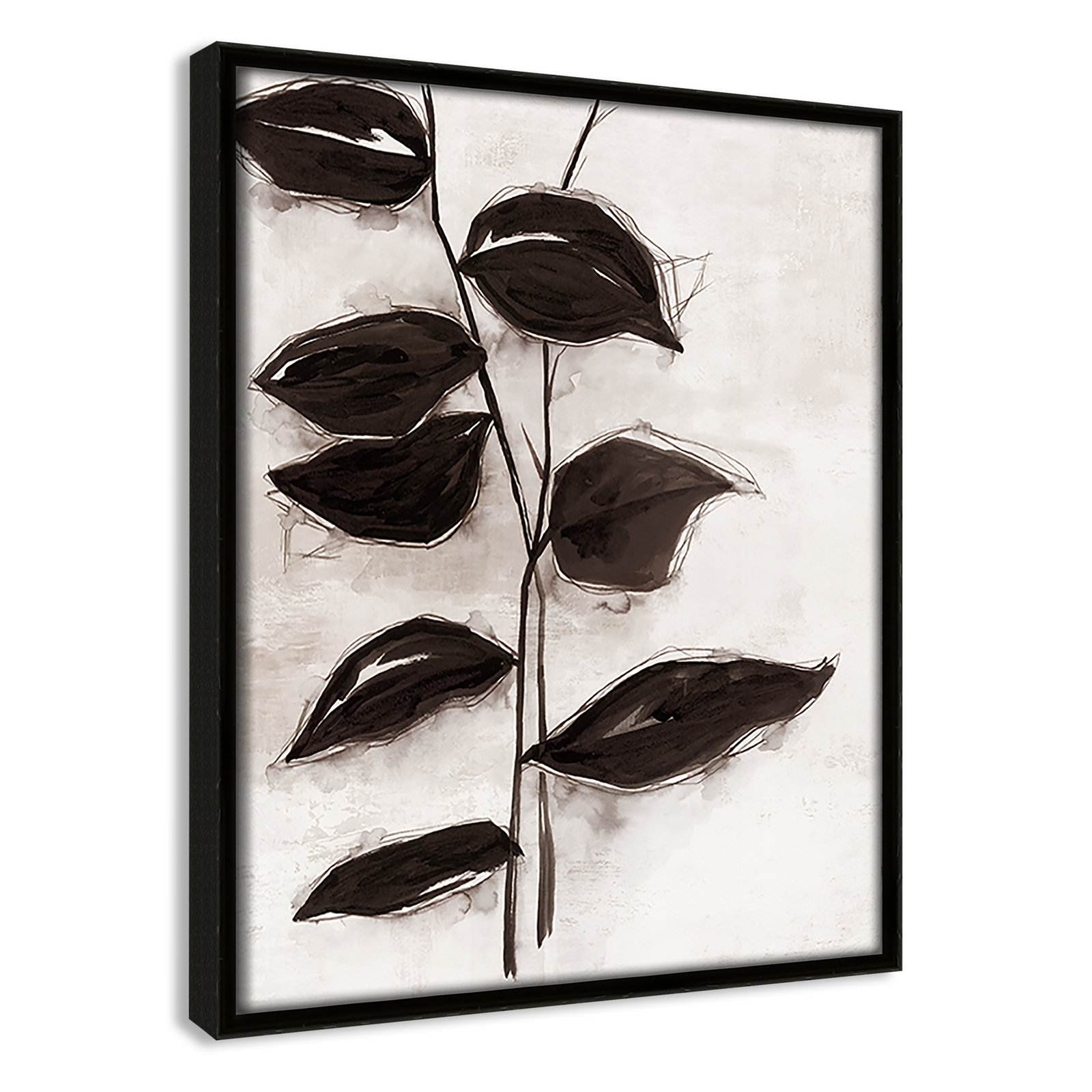 Leaves I by Eva Watts, 11.5" H x 9.5" W x 2" D, Espresso Framed
