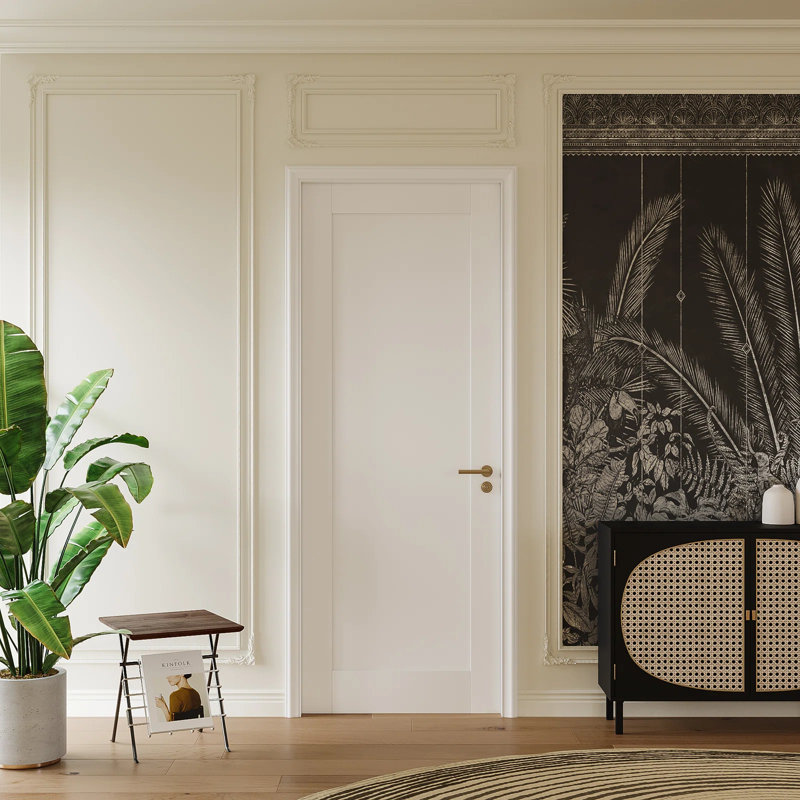 Panneau de porte à panneaux de bois massif - Intérieur en bois manufacturé massif apprêté de taille standard, 36 po x 96 po