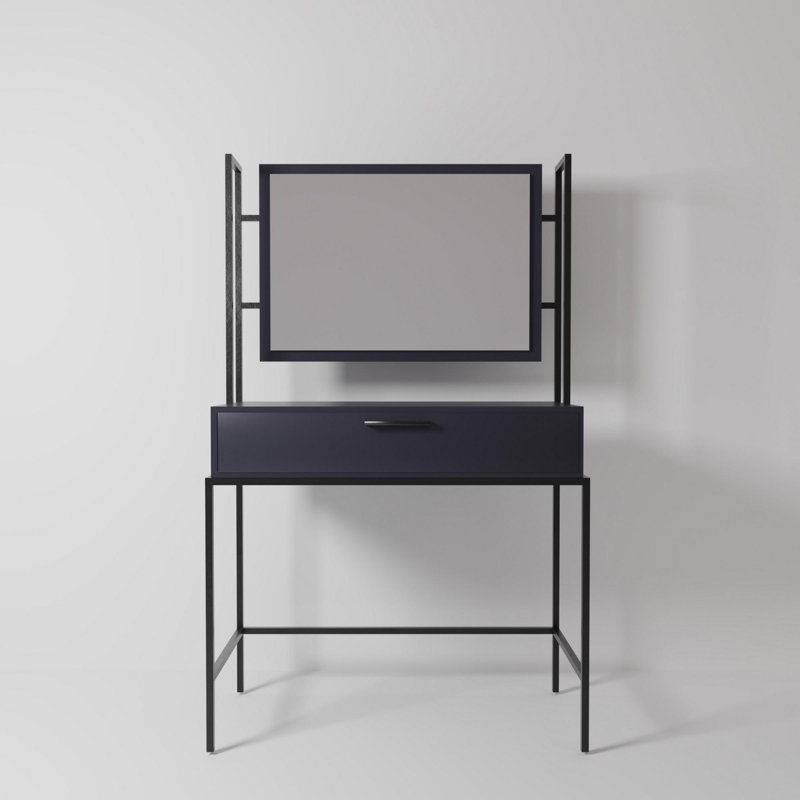 Aliona Dressing Table with Mirror, Anthracite/Black
