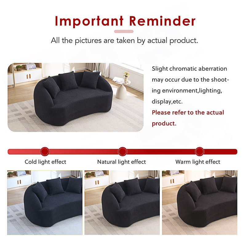Causeuse Curved Modern, Chenille noir