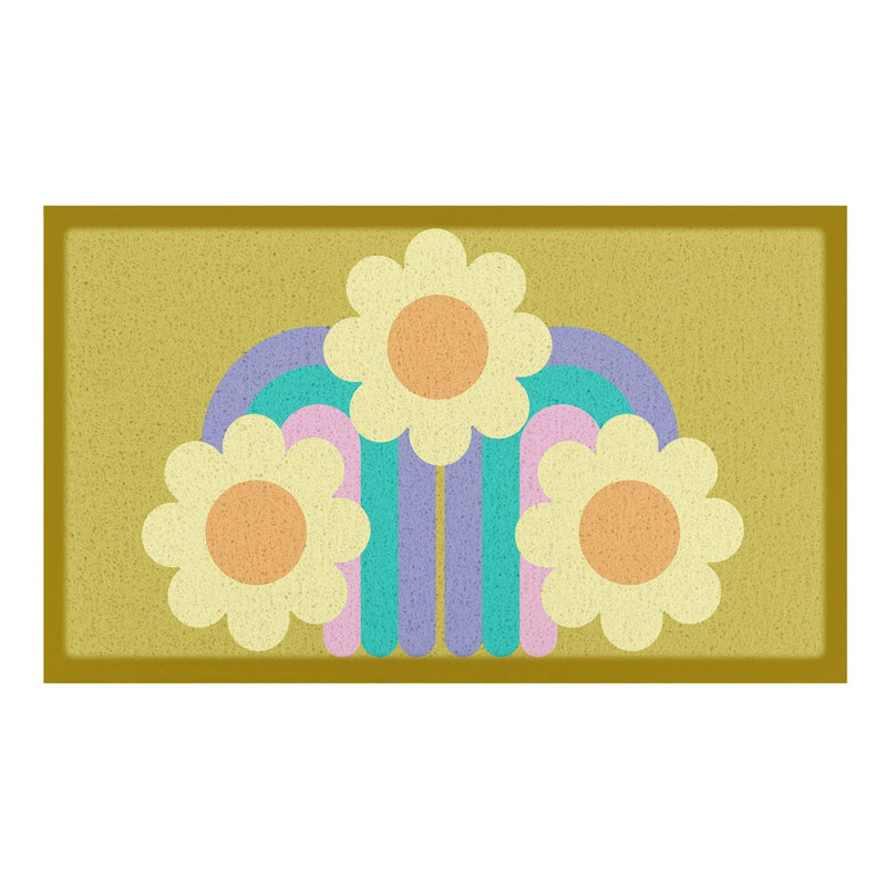 Non-Slip Floral Doormat, 16 po x 28 po