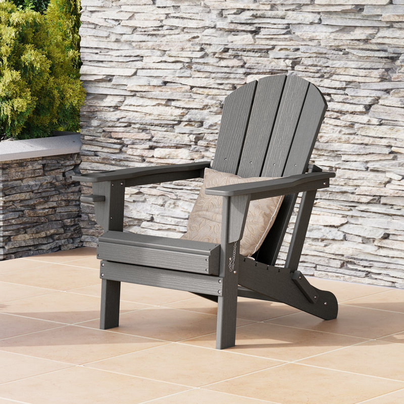 Chaise Adirondack d'extérieur avec porte-gobelet, Gris
