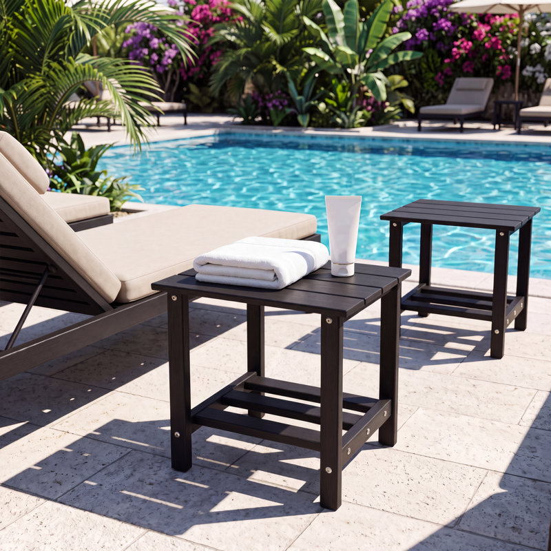 Ensemble de 2 tables d'appoint avec tablette de rangement Adirondack, 2, Black