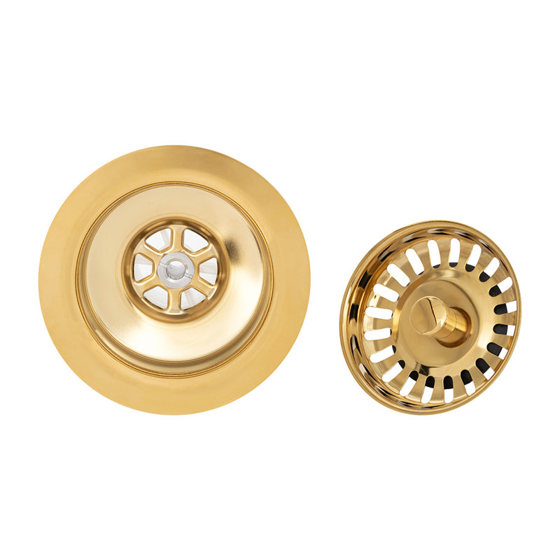 3.5" Kitchen, Prep, Bar Basket Strainer Drain - Polished Brass
