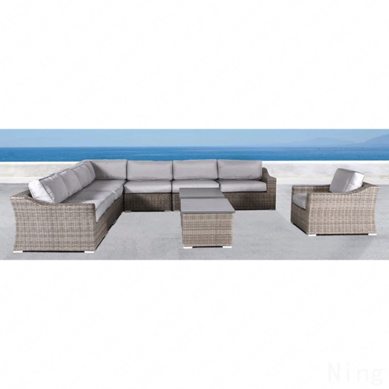 Fully Assembled Outdoor Wicker Seating Group For 7 With Cushions