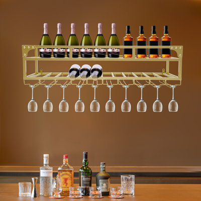 Industrial Wine Rack With Glass Holder by Mint Pantry