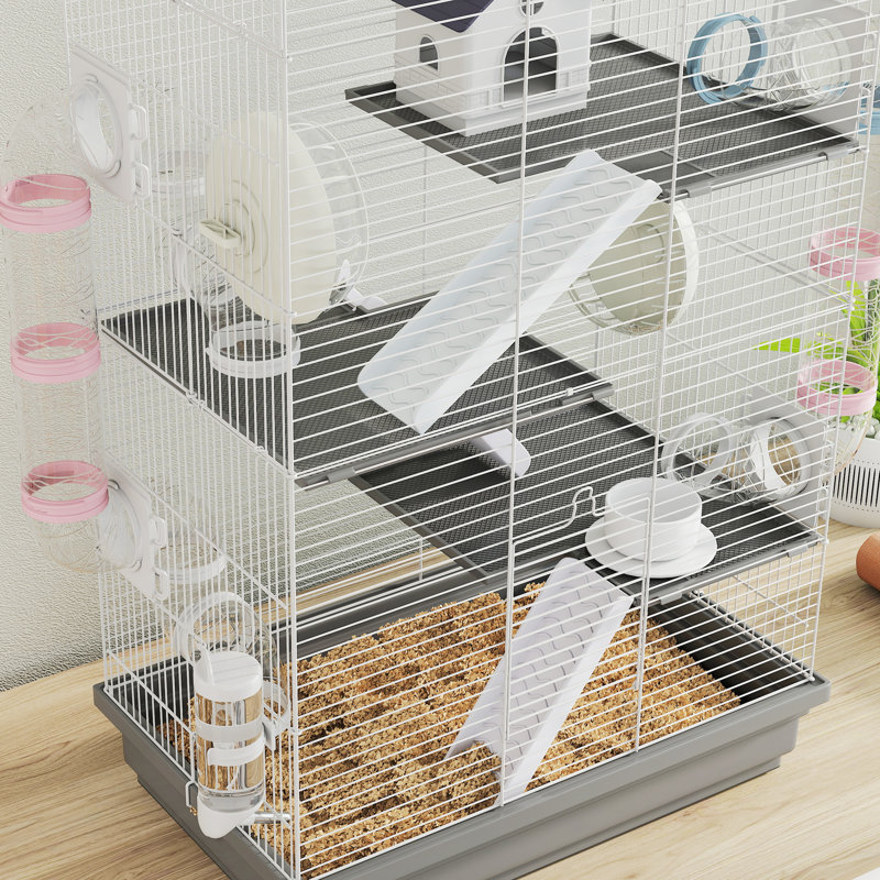 Grande cage à hamster, cage à gerbille pour hamster nain, souris, gris