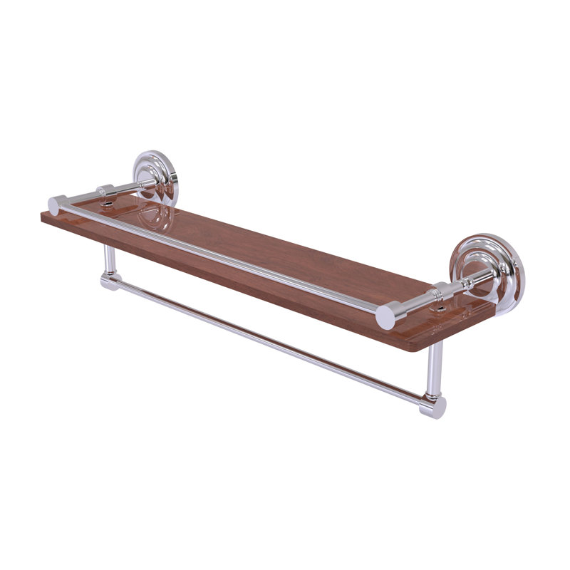 Leamore Bracket Shelf with Towel Bar, Polished Chrome, 5" H x 22" W x 5" D
