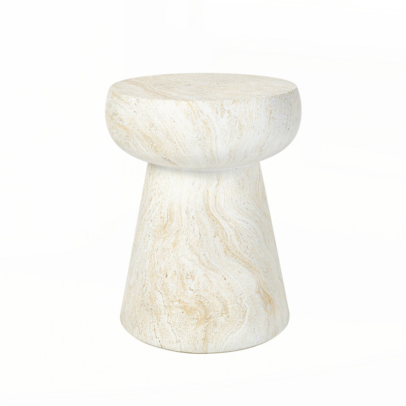 Mushroom-Shaped Design Outdoor Side Concrete Tables, Beige/Yellow