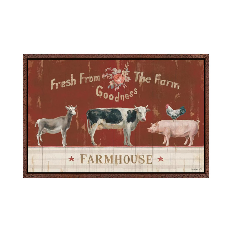 Farm Patchwork II by Danhui Nai - Print on Canvas, 101.6 cm H x 66.04 cm W, Classic Brown Wood Framed